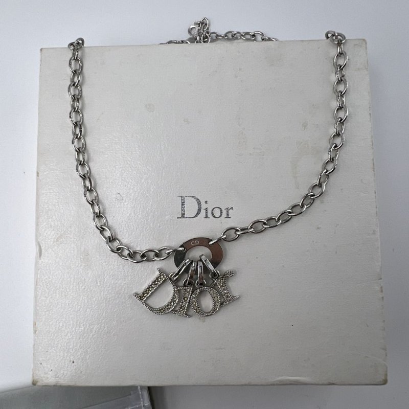 Dior 鑲鑽字母 CD 圓環項鍊-2