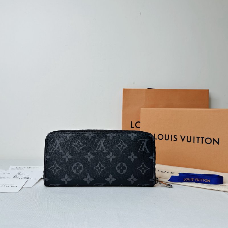 LV 全新Zippy黑灰老花拉鍊長夾-1