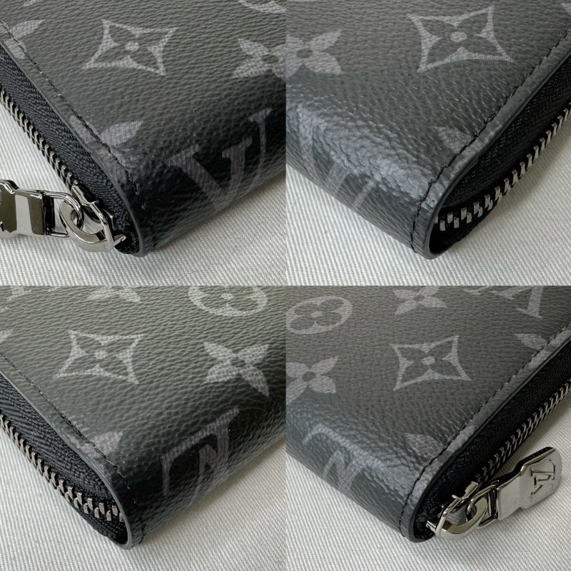 LV 全新Zippy黑灰老花拉鍊長夾-9