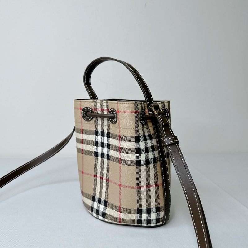 BURBERRY 英倫格紋迷你水桶包-5