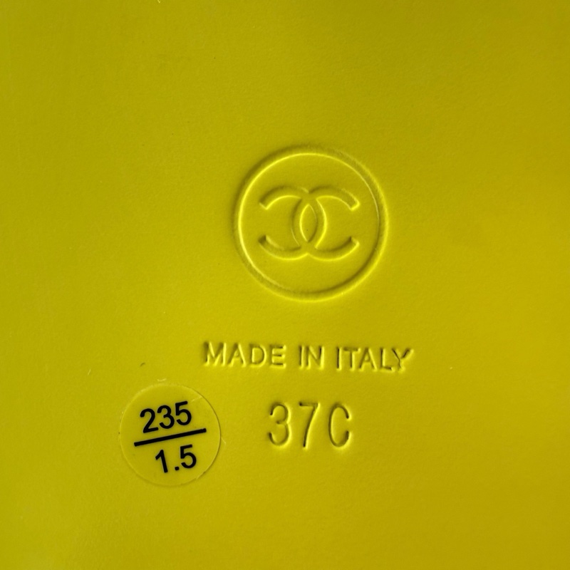 全新Chanel 香奈兒 檸檬黃魔術貼厚底涼鞋 37碼-7