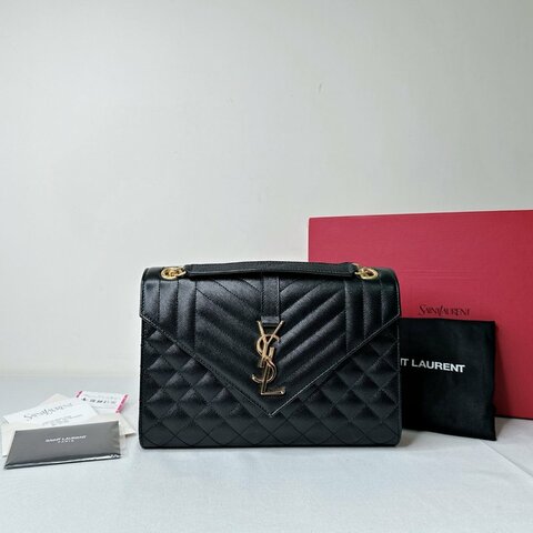 YSL Envelope中款黑金魚子醬信封包