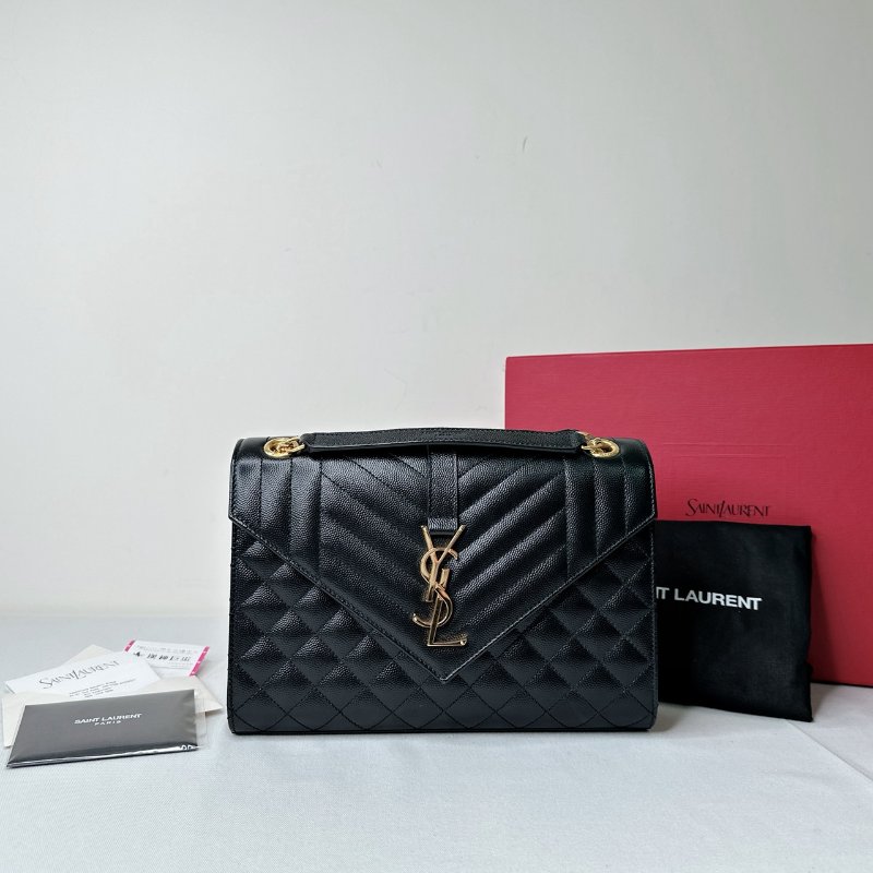 YSL Envelope中款黑金魚子醬信封包-0