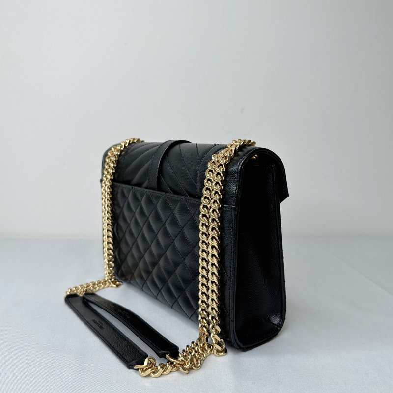 YSL Envelope中款黑金魚子醬信封包-4