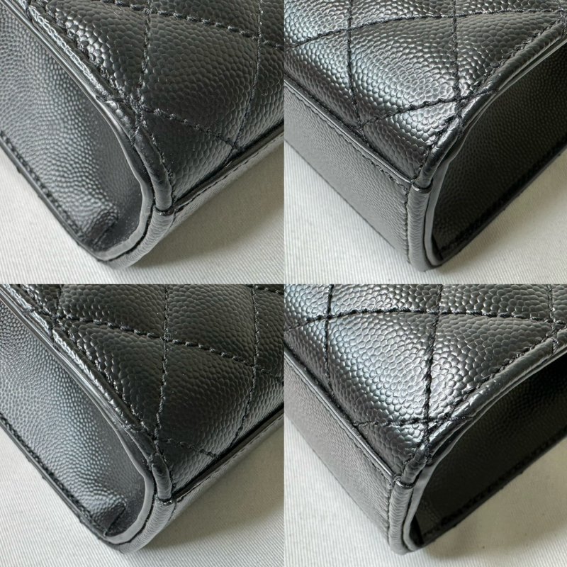 YSL Envelope中款黑金魚子醬信封包-9