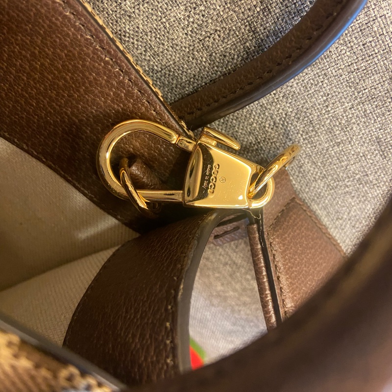 GUCCI Jumbo GG Logo 緹花布及皮革迷你二用托特包(棕色)-9