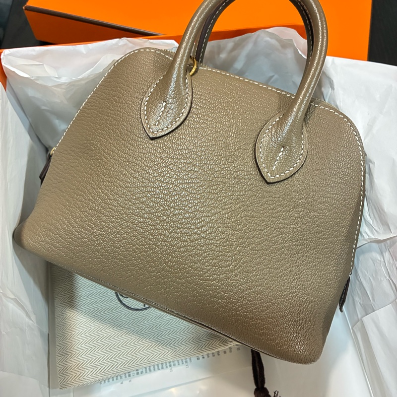Hermes mini bolide 保齡球包 大象灰 金釦 山羊皮-1