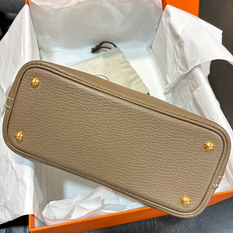 Hermes mini bolide 保齡球包 大象灰 金釦 山羊皮-2