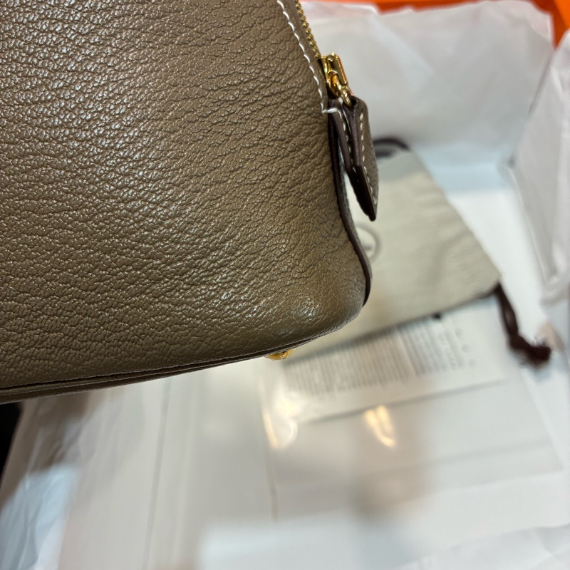 Hermes mini bolide 保齡球包 大象灰 金釦 山羊皮-4