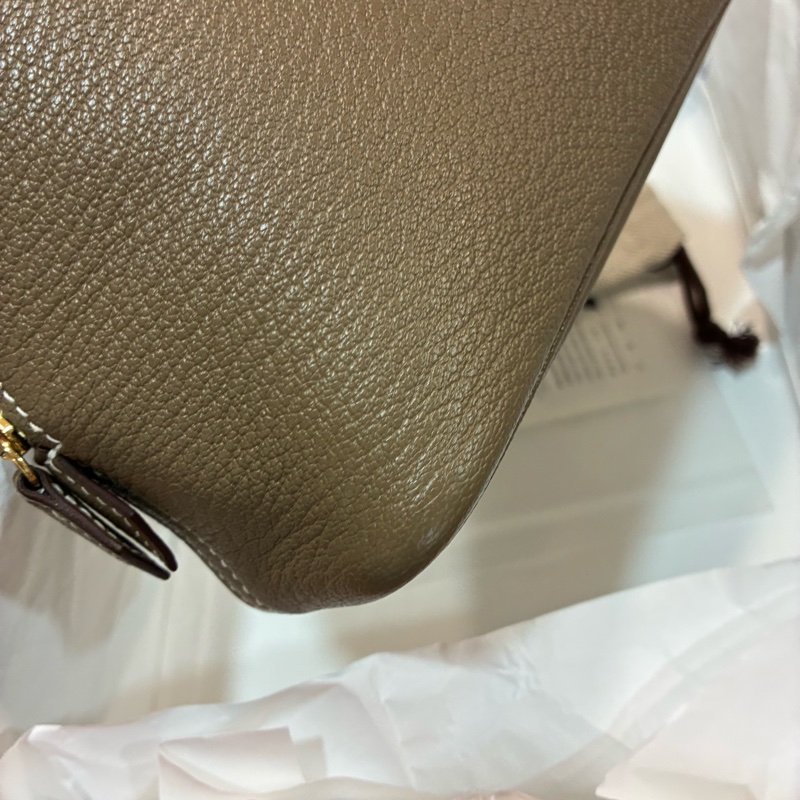 Hermes mini bolide 保齡球包 大象灰 金釦 山羊皮-5
