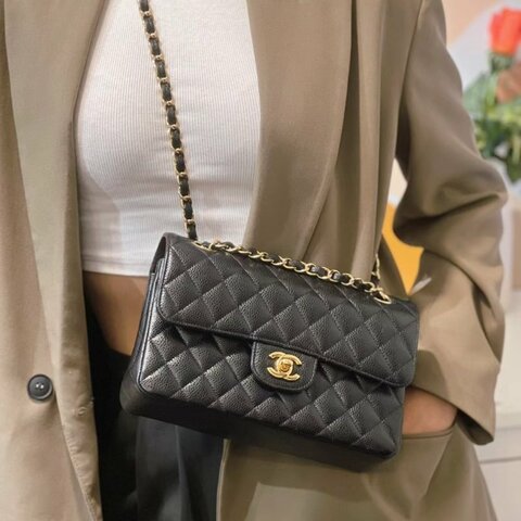 CHANEL 黑金荔枝牛Coco 23