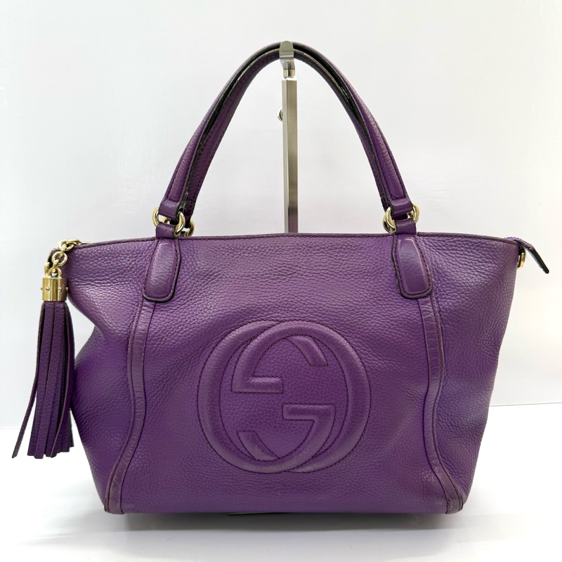 GUCCI 古馳 紫色牛皮手提斜背2way包 369176-0