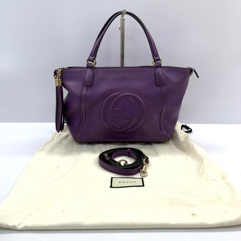 GUCCI 古馳 紫色牛皮手提斜背2way包 369176-2