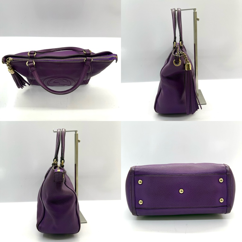 GUCCI 古馳 紫色牛皮手提斜背2way包 369176-3