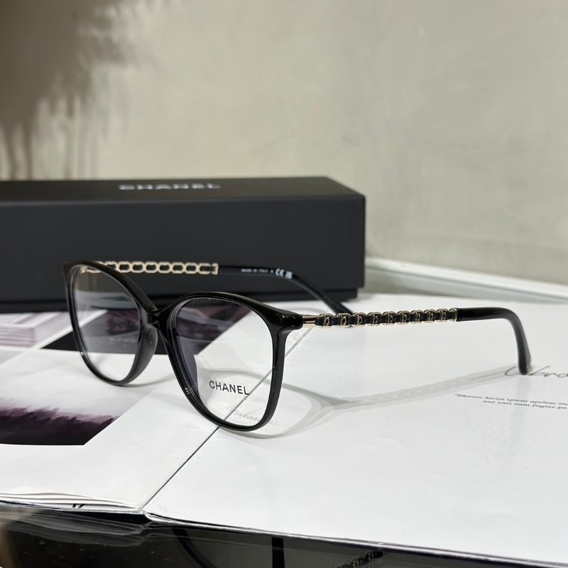 CHANEL 雙C皮穿鍊平光眼鏡-2
