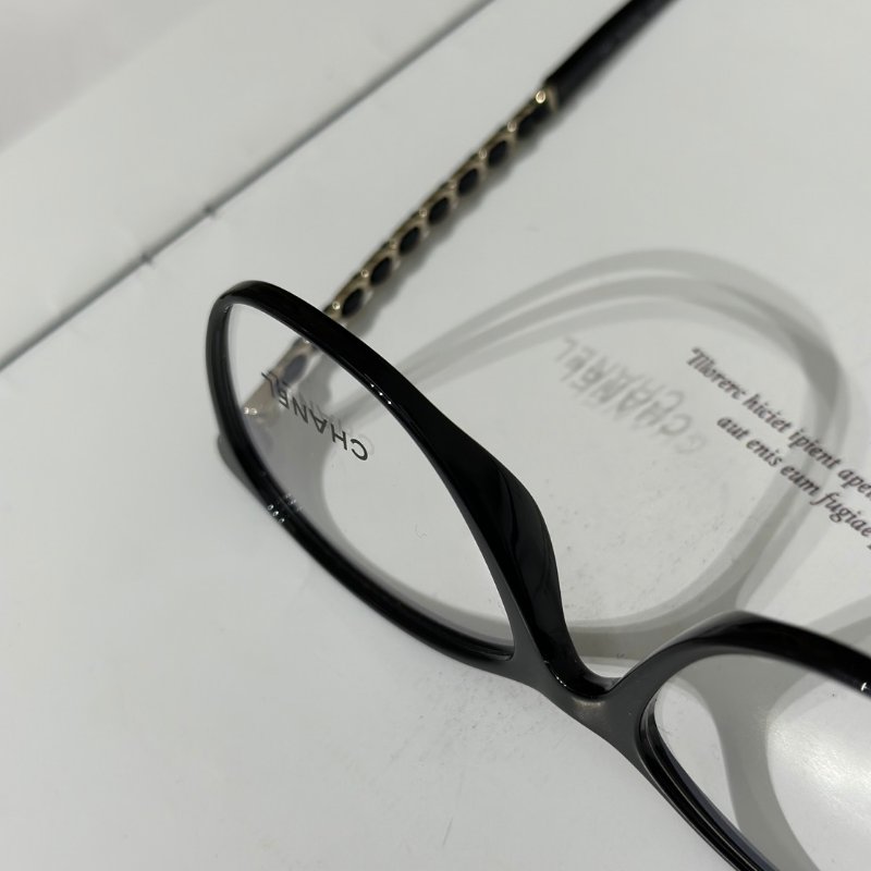 CHANEL 雙C皮穿鍊平光眼鏡-5