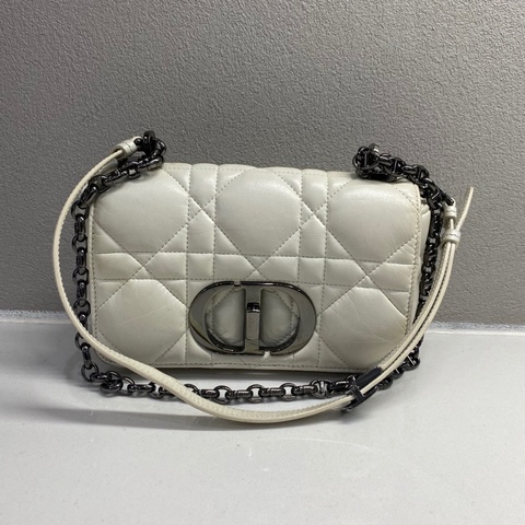 迪奧/Dior  caro小號白色泡芙鏈條包 槍黑金屬五金 23年內標
