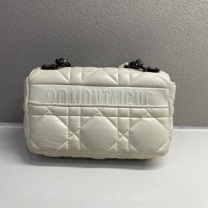 迪奧/Dior caro小號白色泡芙鏈條包 槍黑金屬五金 23年內標-1