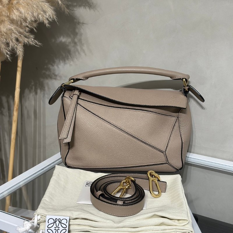 LOEWE Puzzle小牛皮手袋 - 小號沙色-14