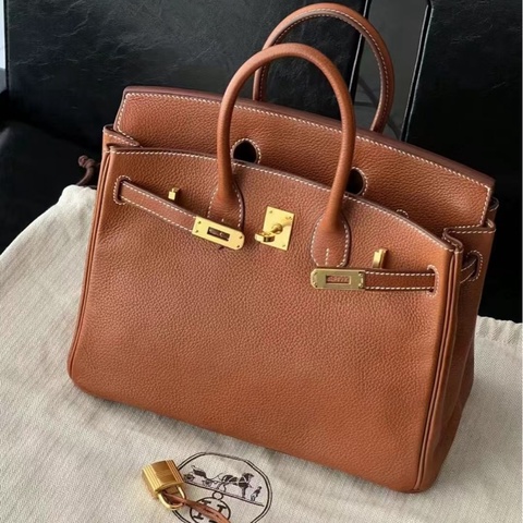 Hermes 福寶馬鞍皮 Birkin 25 cc37 金棕金扣 G 刻