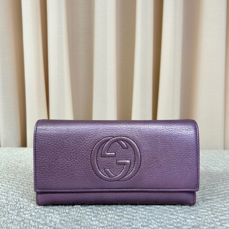 古馳Gucci紫色長款手拿包錢包 卡位多 容量足 攜帶便捷 日常通勤百搭實用-0
