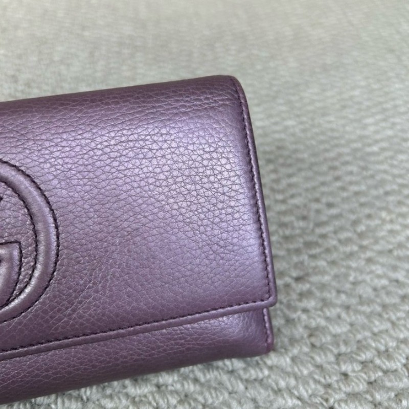 古馳Gucci紫色長款手拿包錢包 卡位多 容量足 攜帶便捷 日常通勤百搭實用-2