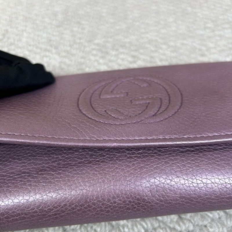 古馳Gucci紫色長款手拿包錢包 卡位多 容量足 攜帶便捷 日常通勤百搭實用-4