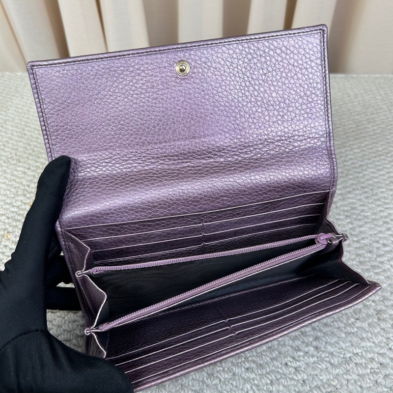 古馳Gucci紫色長款手拿包錢包 卡位多 容量足 攜帶便捷 日常通勤百搭實用-11