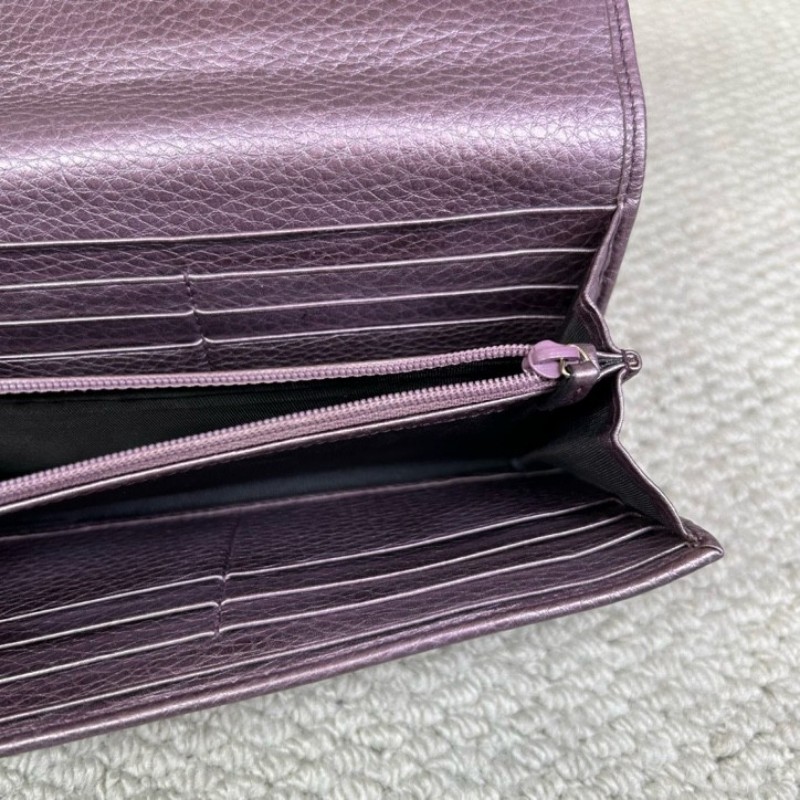 古馳Gucci紫色長款手拿包錢包 卡位多 容量足 攜帶便捷 日常通勤百搭實用-12