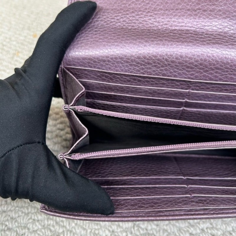 古馳Gucci紫色長款手拿包錢包 卡位多 容量足 攜帶便捷 日常通勤百搭實用-13