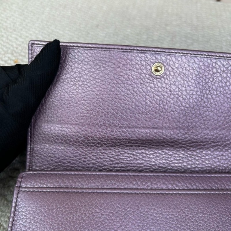古馳Gucci紫色長款手拿包錢包 卡位多 容量足 攜帶便捷 日常通勤百搭實用-14
