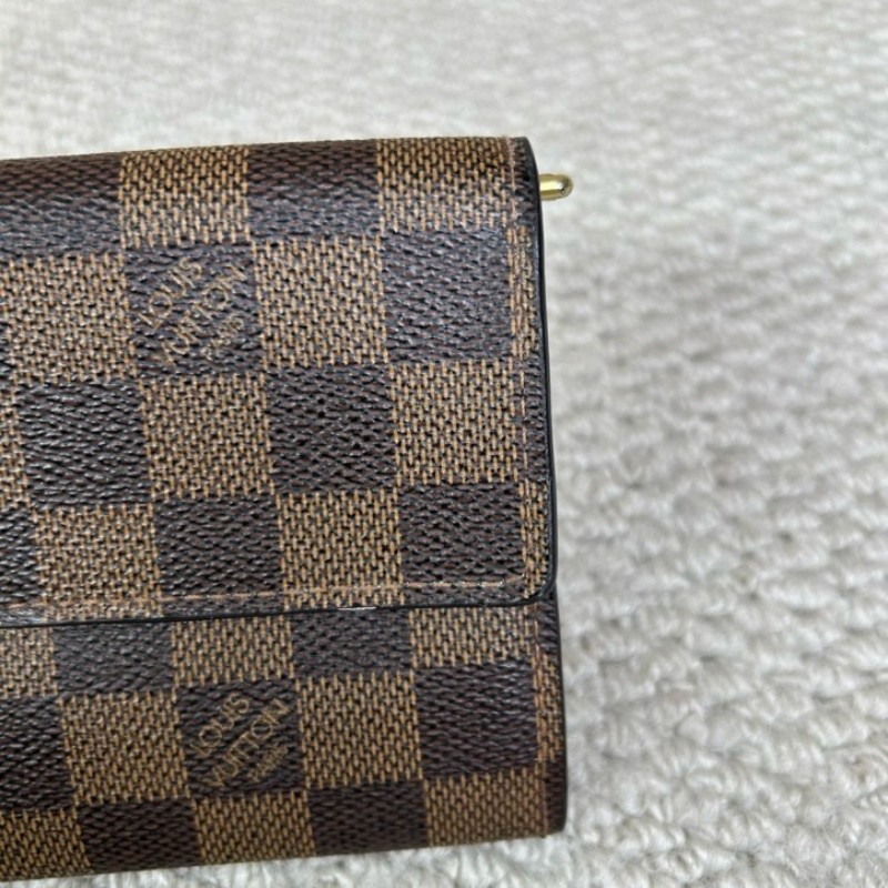LV路易威登經典棋盤格金豆長款錢包 卡位多 容量大 有拉鍊隔層-8
