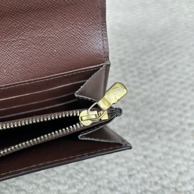 LV路易威登經典棋盤格金豆長款錢包 卡位多 容量大 有拉鍊隔層-12