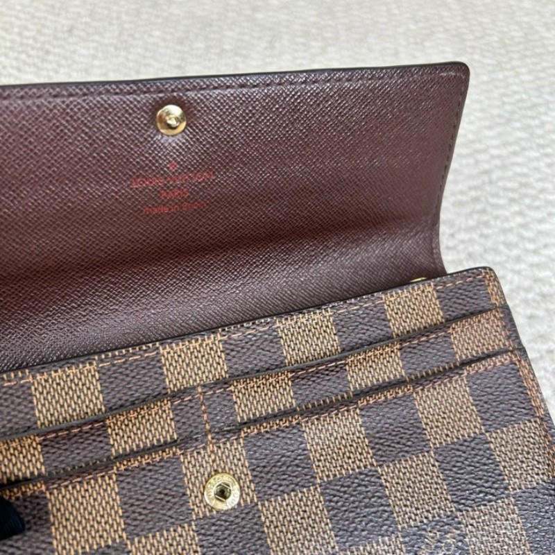 LV路易威登經典棋盤格金豆長款錢包 卡位多 容量大 有拉鍊隔層-13