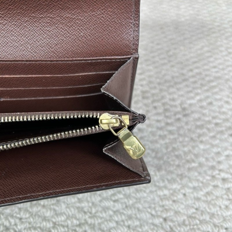 LV路易威登經典棋盤格金豆長款錢包 卡位多 容量大 有拉鍊隔層-19