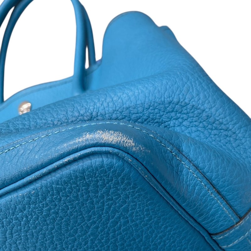 HERMES 愛馬仕 GERDEN PARTY 36 花園包 TOGO 藍色系 銀釦-9