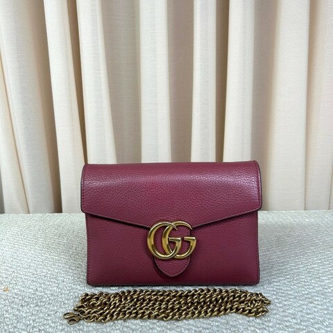 Gucci古馳woc荔枝紋鏈條包 金色雙G 鏈條肩帶 可單肩可斜挎 容量實用 日常通勤百搭