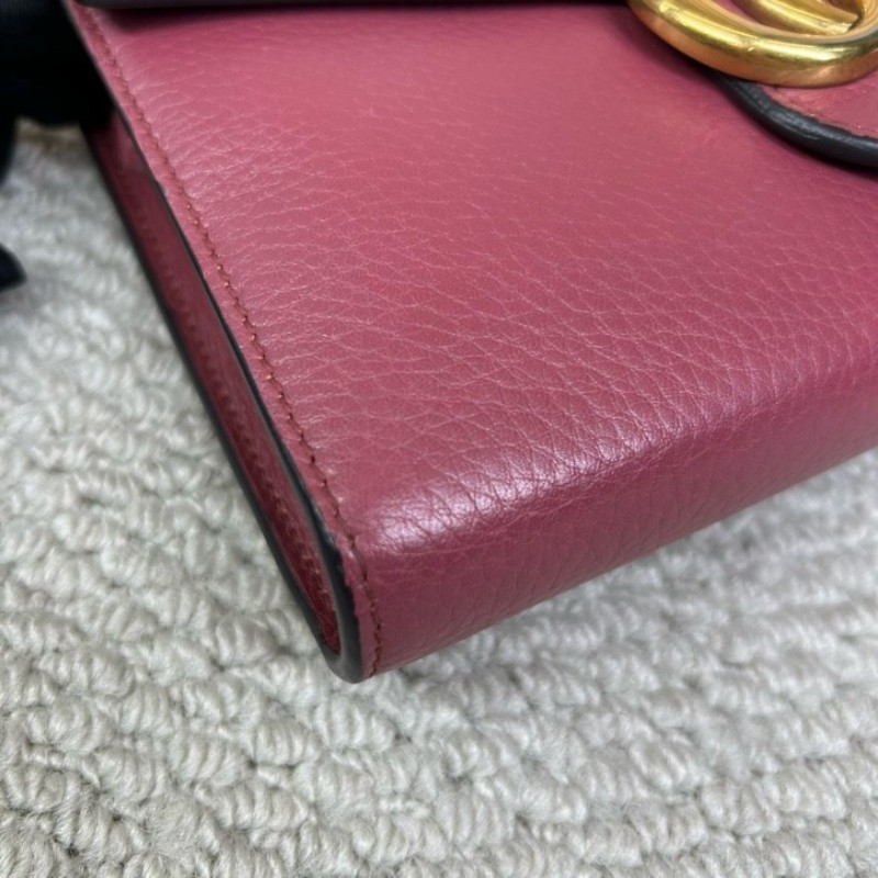 Gucci古馳woc荔枝紋鏈條包 金色雙G 鏈條肩帶 可單肩可斜挎 容量實用 日常通勤百搭-8