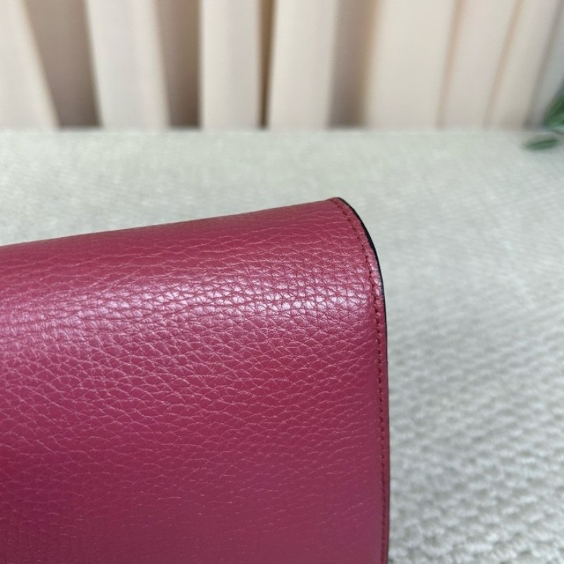 Gucci古馳woc荔枝紋鏈條包 金色雙G 鏈條肩帶 可單肩可斜挎 容量實用 日常通勤百搭-9