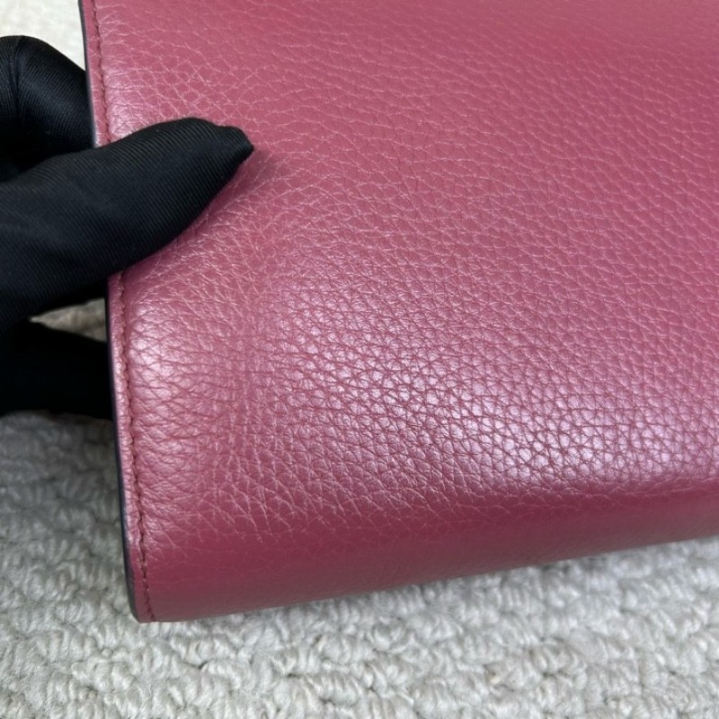 Gucci古馳woc荔枝紋鏈條包 金色雙G 鏈條肩帶 可單肩可斜挎 容量實用 日常通勤百搭-10