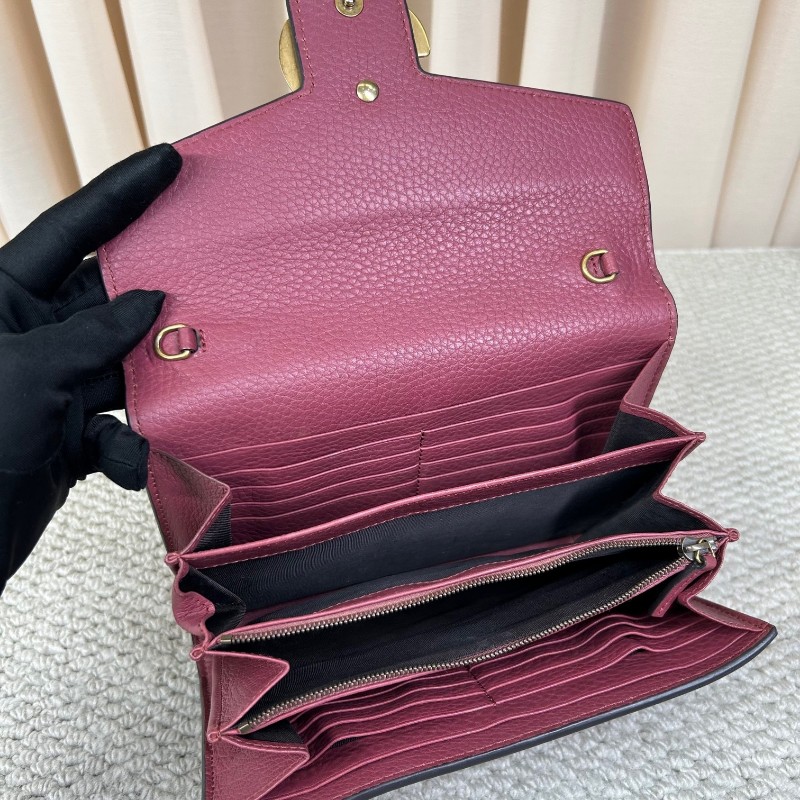 Gucci古馳woc荔枝紋鏈條包 金色雙G 鏈條肩帶 可單肩可斜挎 容量實用 日常通勤百搭-12