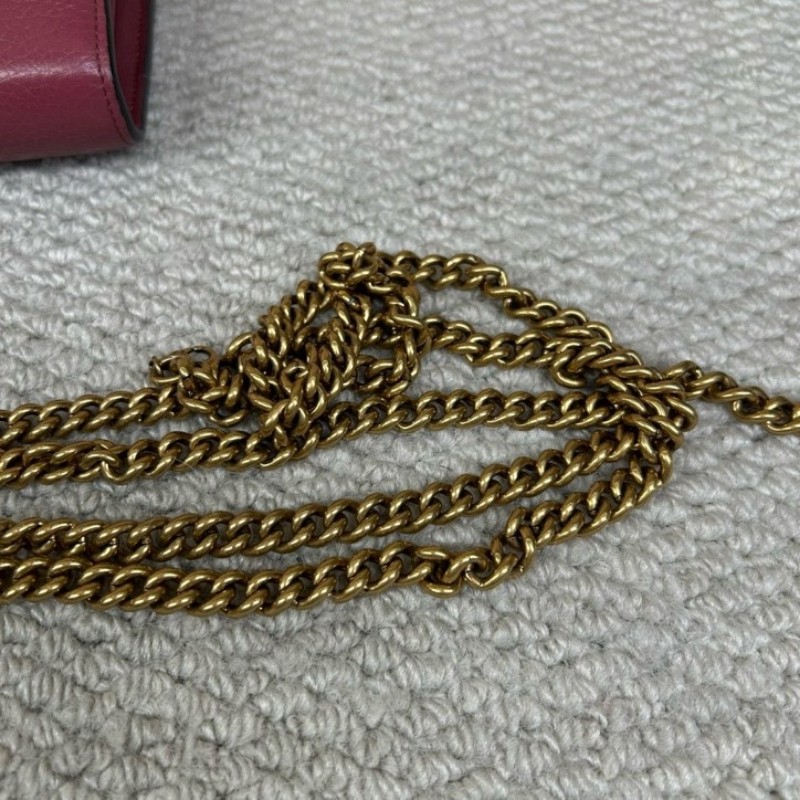 Gucci古馳woc荔枝紋鏈條包 金色雙G 鏈條肩帶 可單肩可斜挎 容量實用 日常通勤百搭-19