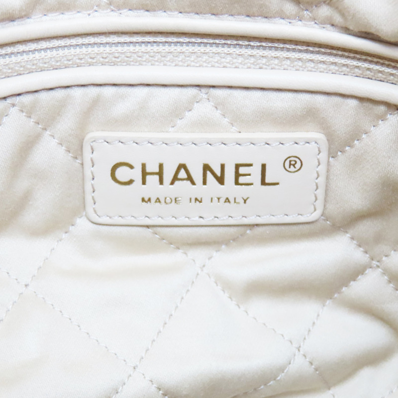 白色 牛皮 22 鍊帶 肩背包 金扣【CHANEL 香奈兒】 AS3261-7