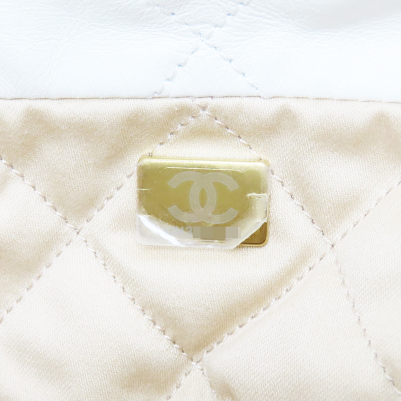 白色 牛皮 22 鍊帶 肩背包 金扣【CHANEL 香奈兒】 AS3261-8