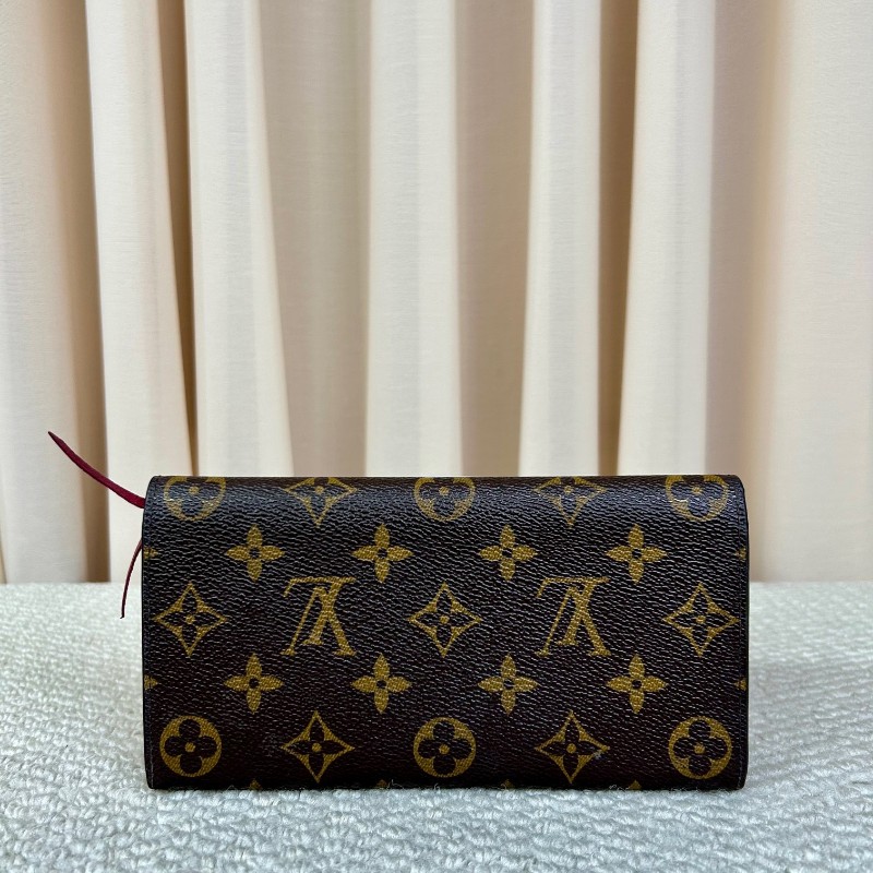 LV路易威登經典老花豆豆長款錢包 玫紅色內裡 卡位多 容量大-6