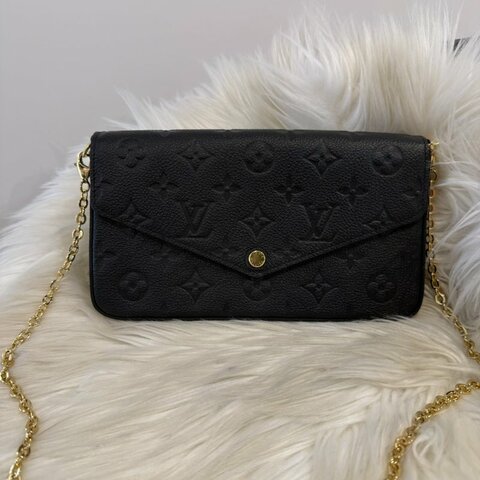 LV 黑壓紋三合一鍊包