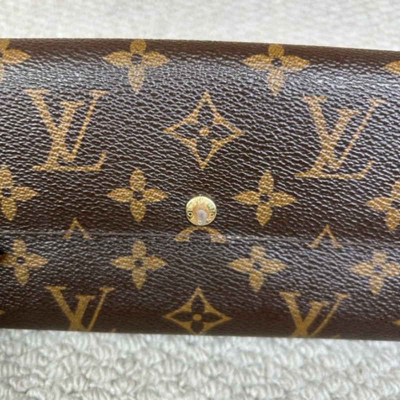 LV路易威登老花長款錢包 經典老花圖案 棕色內裡 金色按扣 卡位多 容量大 日常通勤、出門都很百搭-2