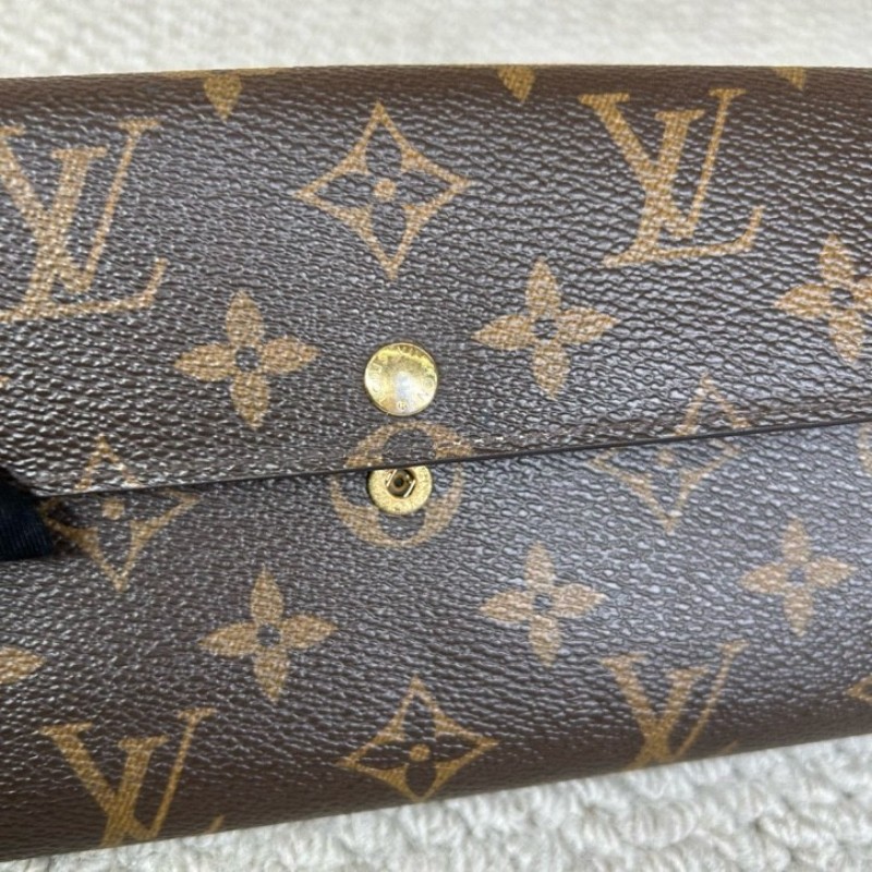 LV路易威登老花長款錢包 經典老花圖案 棕色內裡 金色按扣 卡位多 容量大 日常通勤、出門都很百搭-3