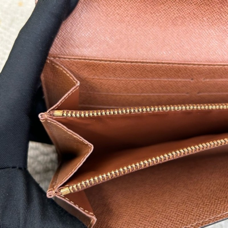 LV路易威登老花長款錢包 經典老花圖案 棕色內裡 金色按扣 卡位多 容量大 日常通勤、出門都很百搭-10