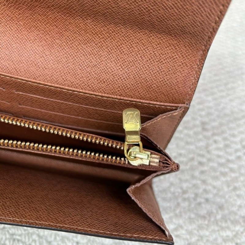 LV路易威登老花長款錢包 經典老花圖案 棕色內裡 金色按扣 卡位多 容量大 日常通勤、出門都很百搭-16